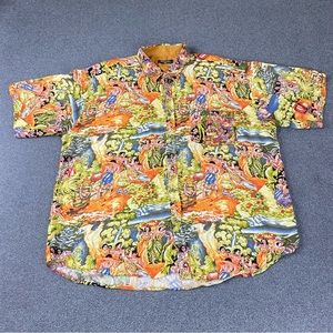 Woof Republic Hawaiian Pattern Rayon Button Up Shirt Men’s Size XL Very Rare